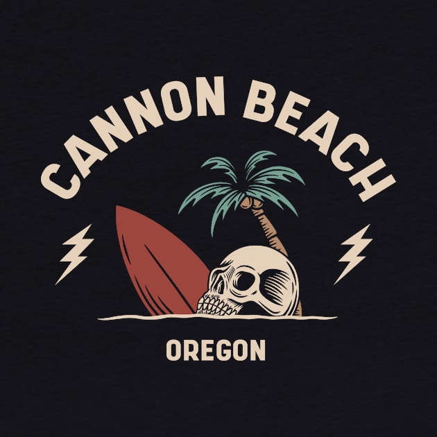 Vintage Surfing Cannon Beach Oregon // Retro Surf Skull by Now Boarding
